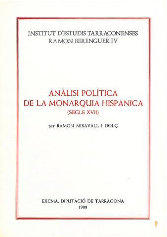 portada Anàlisi política monarquia hispànica s. XVII