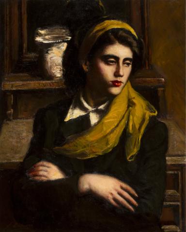 Noia amb mocador groc