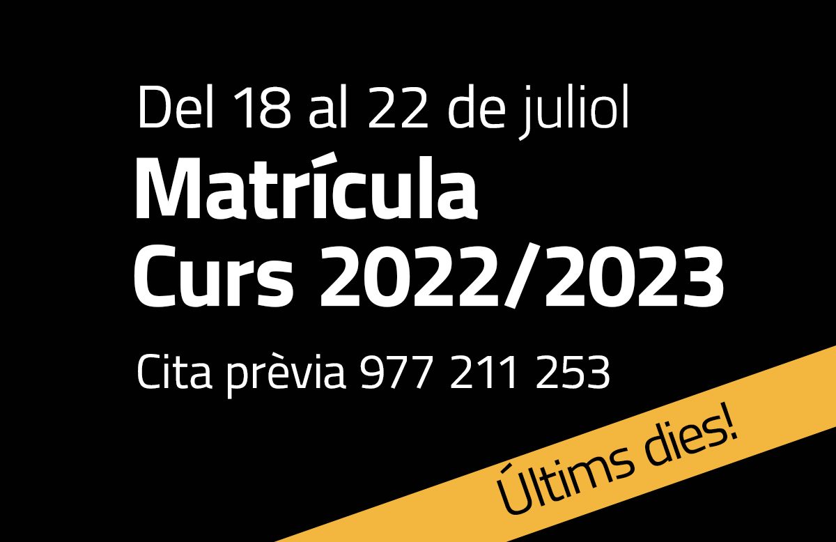 Últims dies de matriculació per al nou alumnat i l'alumnat de 2n curs dels Cicles Formatius de Grau Superior