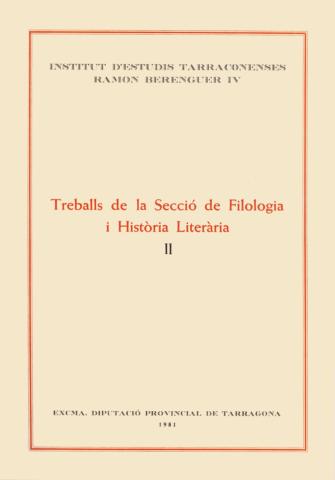 Treballs de la Secció de Filologia i Història Literària II