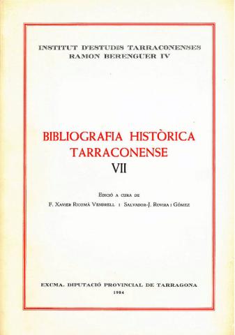 Portada Bibliografia Històrica Tarraconense VI