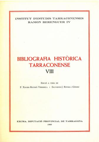 Portada Bibliografia Històrica Tarraconense VIII