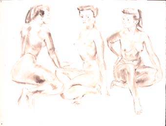 Tres apunts de la mateixa model | Ripoll, M.Teresa i Sahagún