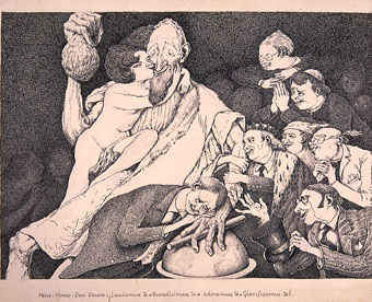 Horrors d'una guerra: "Hecce: Homo: Don dinero: ¡Laudamus te = Benedicimus te = Adoramus te = Glorificamus te! ..." | Sancho Piqué, Josep