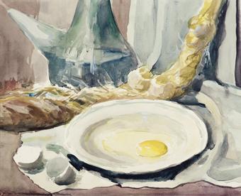 Huevo, porrón y orco de ajos