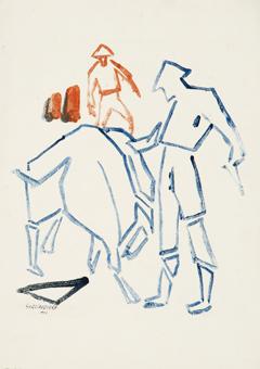 Torero, toro y otra figura