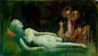 Mujer tumbada y gitana