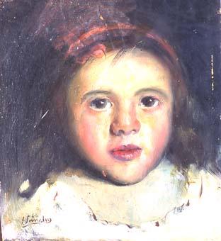 Cap de nena amb cinta vermella