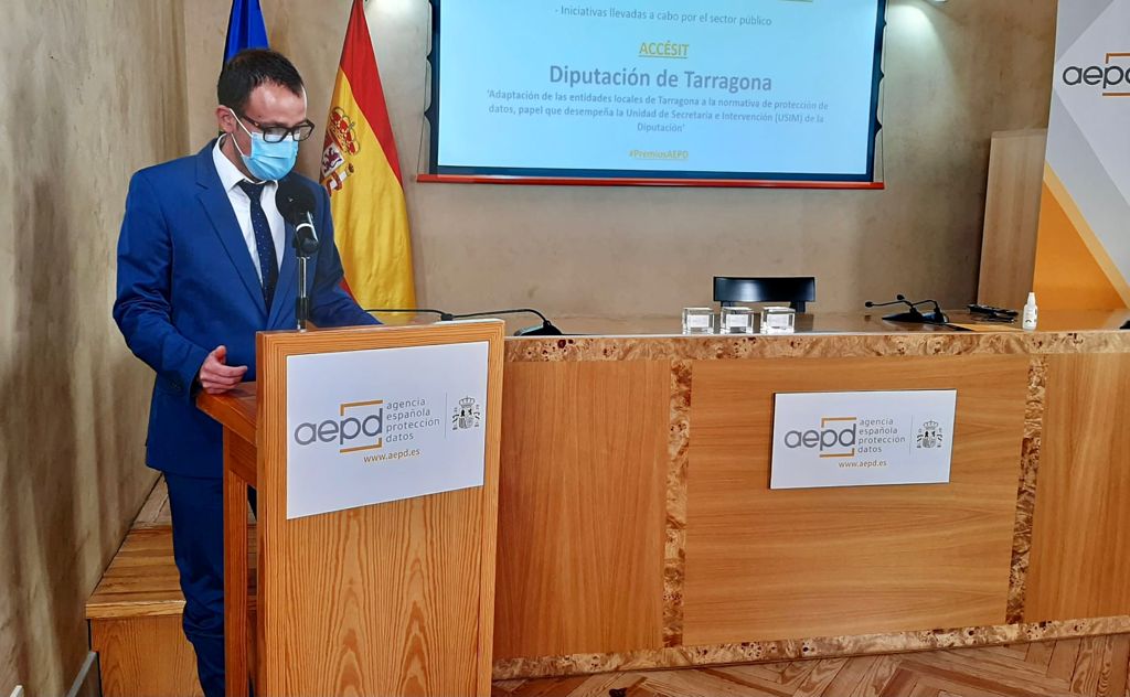 La Diputació de Tarragona rep un premi de l’Agencia Española de Protección de Datos per l’ajut que ofereix als municipis amb el compliment de la normativa