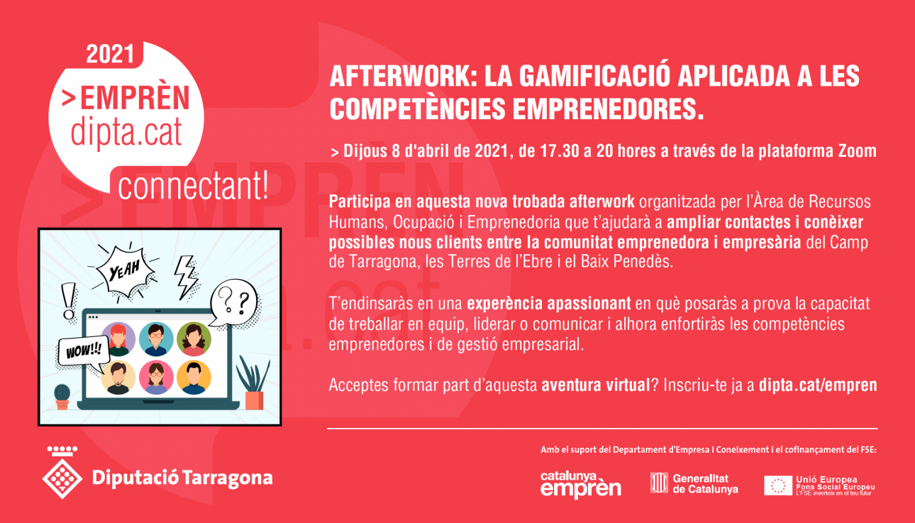 Trobada Afterwork virtual:'La gamificació aplicada a les competències emprenedores'