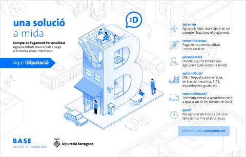 El Compte de Pagament Personalitzat de BASE-Gestió d'Ingressos permet agrupar tributs municipals i fraccionar-ne el pagament a terminis