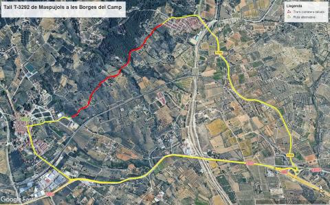 Tall de carretera previst i ruta alternativa